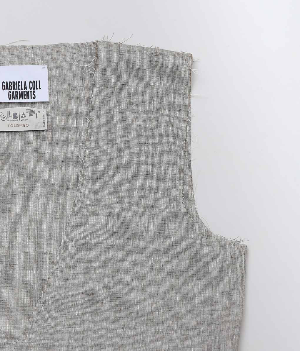 GABRIELA COLL GARMENTS ''NO.61 LINEN V-NECK DRESS'' (GREY MELANGE)