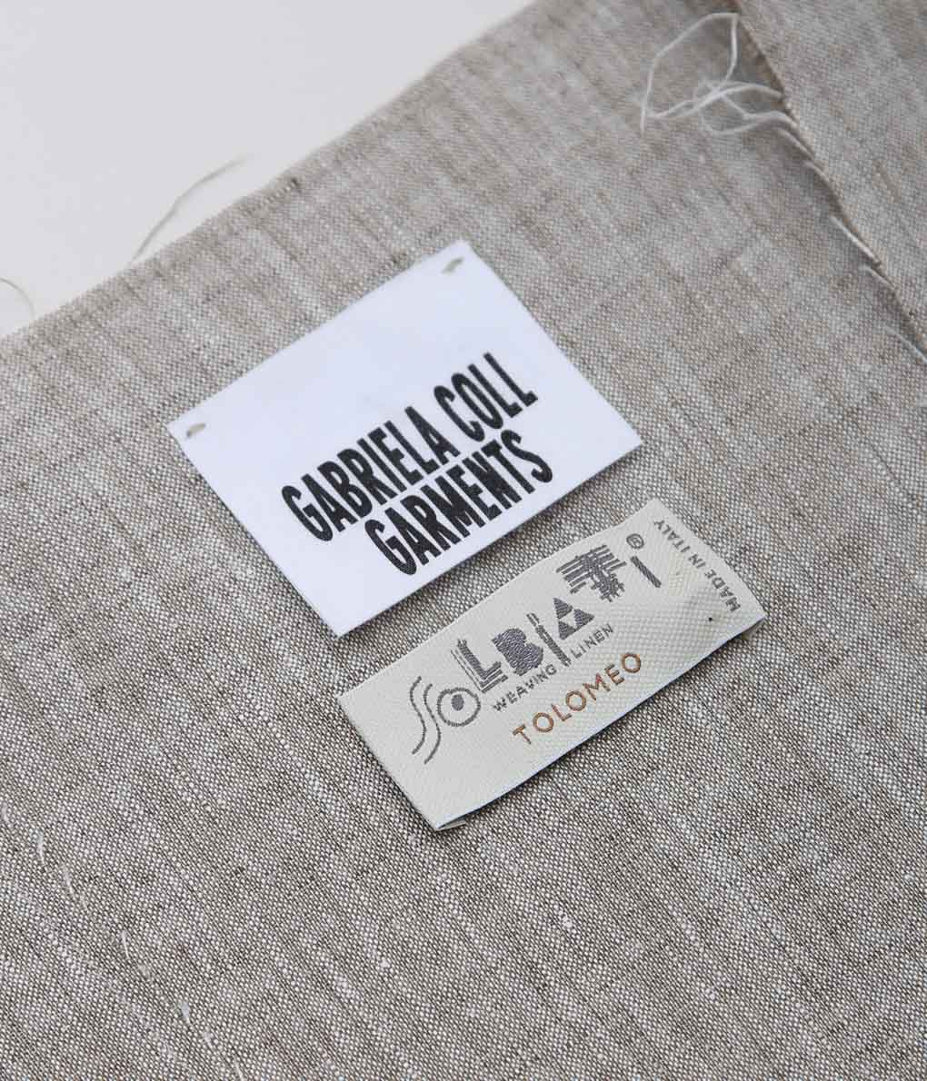 GABRIELA COLL GARMENTS ''NO.61 LINEN V-NECK DRESS ''(GREY MELANGE)