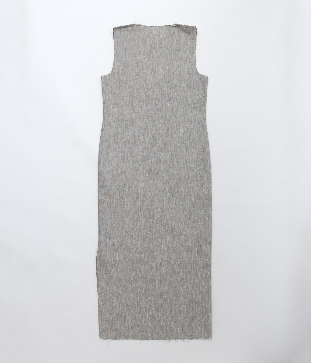 GABRIELA COLL GARMENTS ''NO.61 LINEN V-NECK DRESS ''(GREY MELANGE)