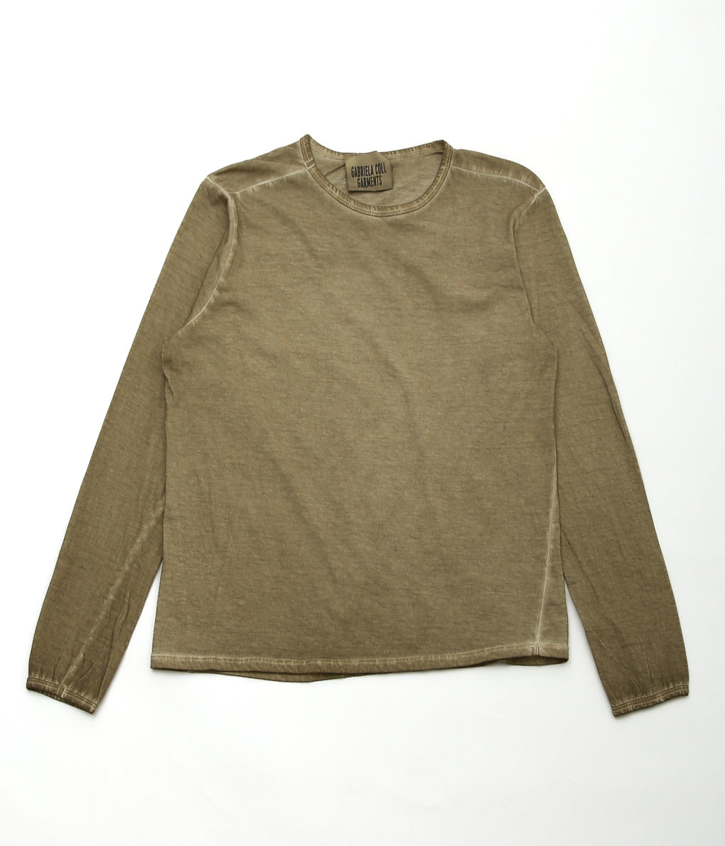 GABRIELA COLL GARMENTS ''NO.87 ORGANIC COTTON LONG SLEEVE T-SHIRT ''(OFF GREEN)