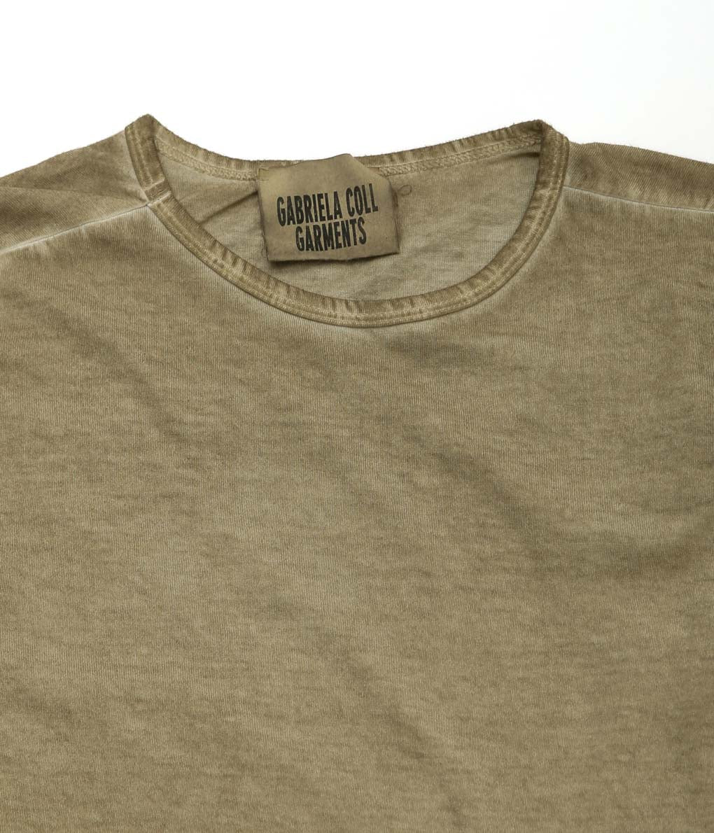 GABRIELA COLL GARMENTS ''NO.87 ORGANIC COTTON LONG SLEEVE T-SHIRT'' (OFF GREEN)