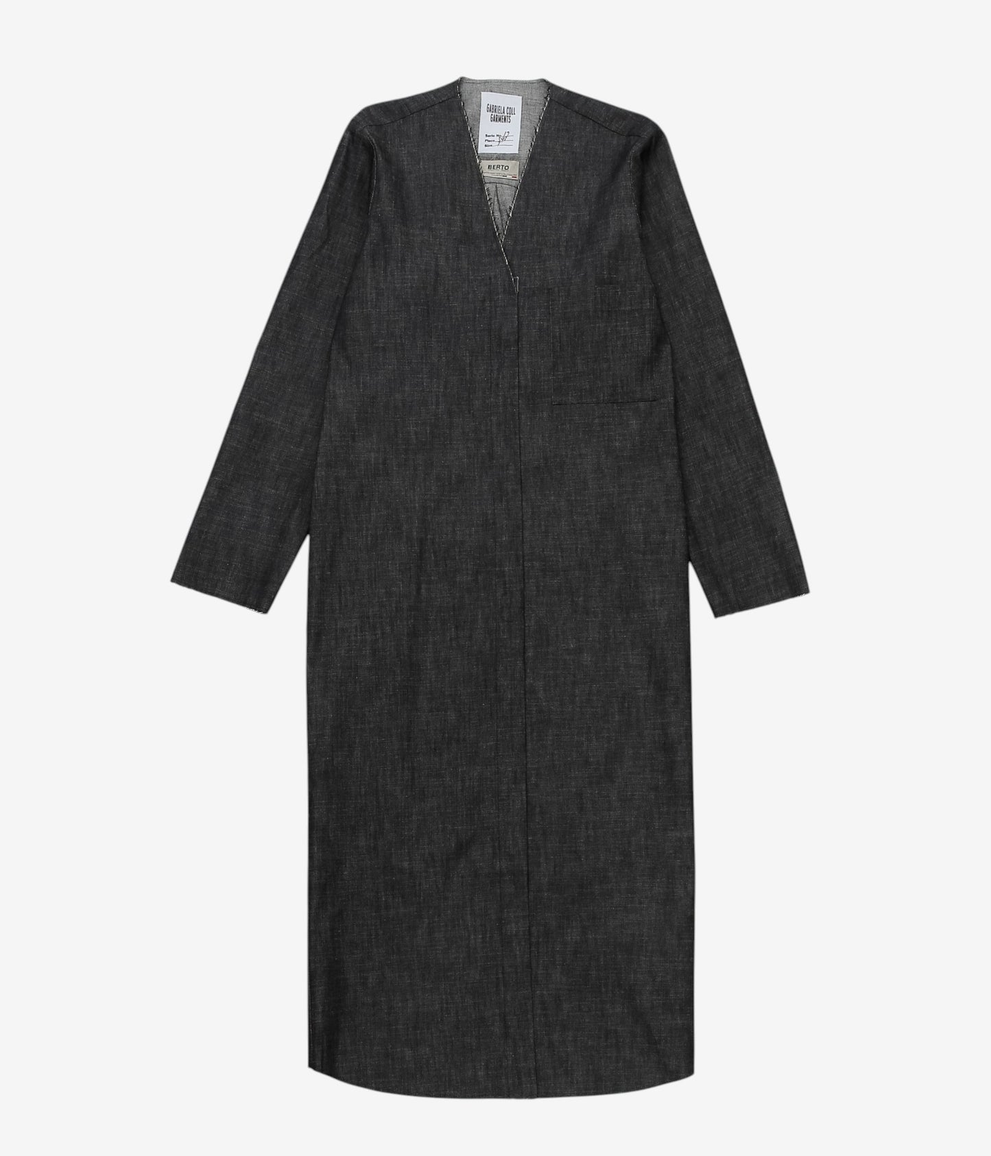 GABRIELA COLL GARMENTS ''NO.348 DENIM LONGSLEEVE SNAP DRESS'' (BLACK DENIM)