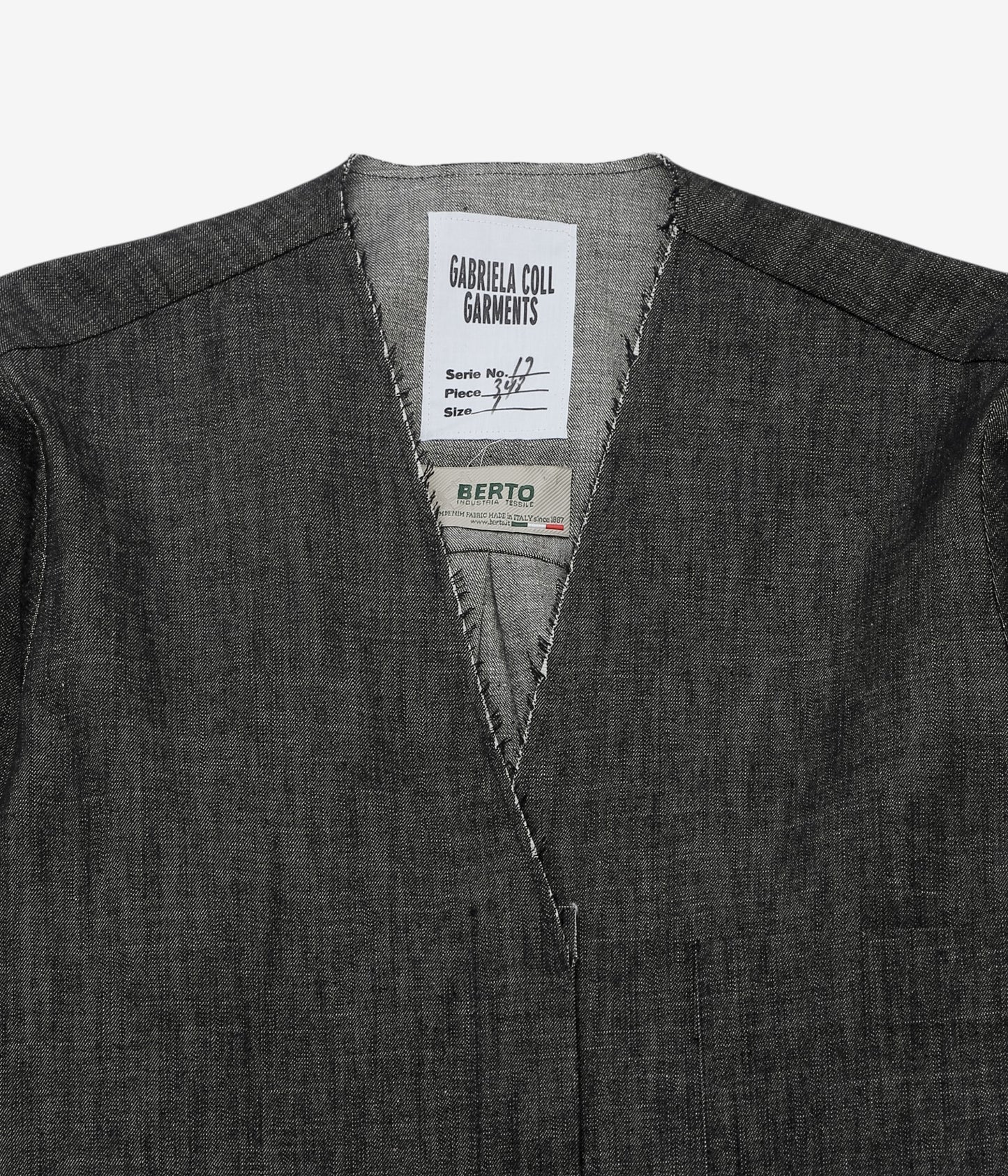 GABRIELA COLL GARMENTS ''NO.348 DENIM LONGSLEEVE SNAP DRESS'' (BLACK DENIM)