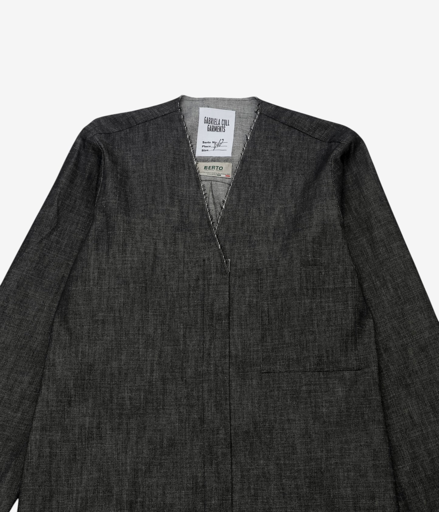 GABRIELA COLL GARMENTS ''NO.348 DENIM LONGSLEEVE SNAP DRESS'' (BLACK DENIM)