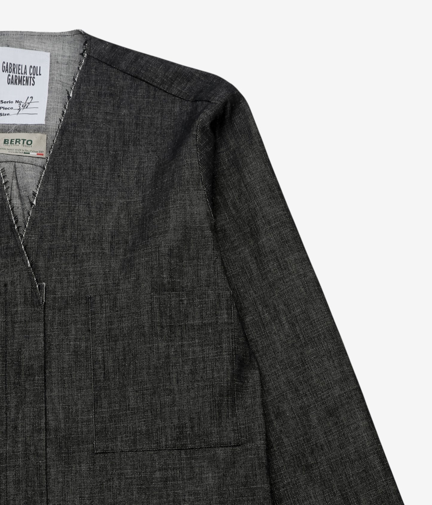 GABRIELA COLL GARMENTS ''NO.348 DENIM LONGSLEEVE SNAP DRESS'' (BLACK DENIM)