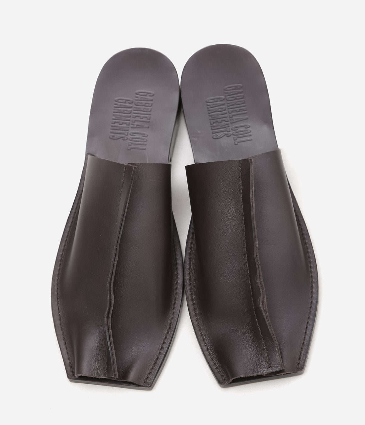 GABRIELA COLL GARMENTS ''NO.7 LEATHER OPEN TOE BABOUCHE'' (BROWN)