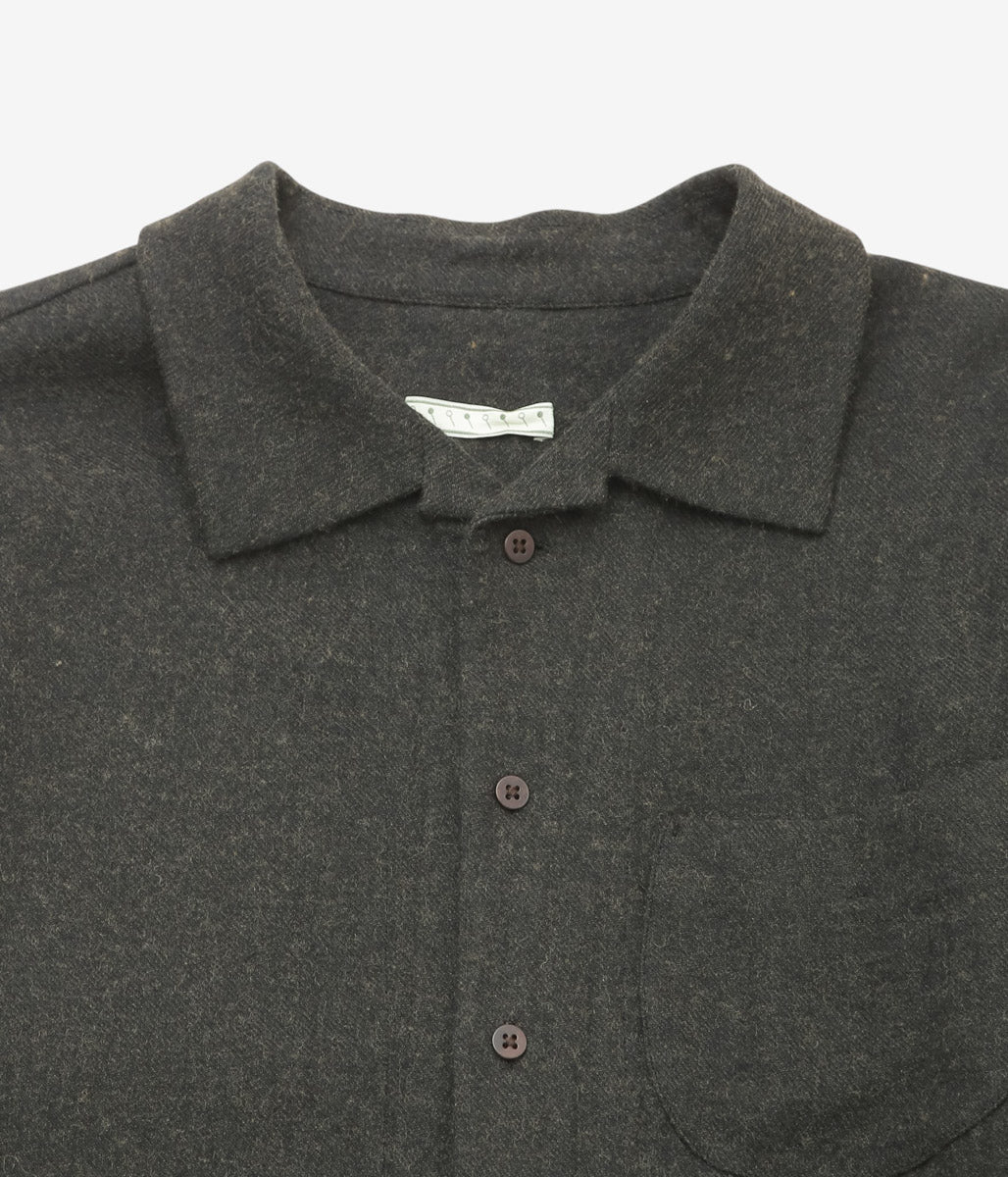 GORSCH ''BRUSHED LINEN WOOL BREATH COLLAR SHIRT'' (CHARCOAL)
