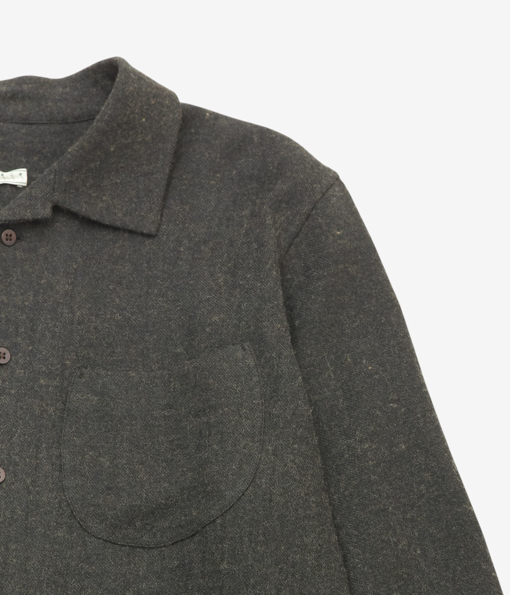 GORSCH ''BRUSHED LINEN WOOL BREATH COLLAR SHIRT'' (CHARCOAL)