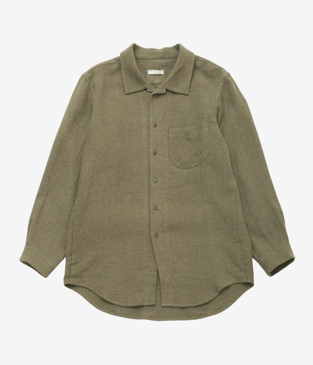 GORSCH ''BRUSHED LINEN WOOL BREATH COLLAR SHIRT'' (KHAKI)