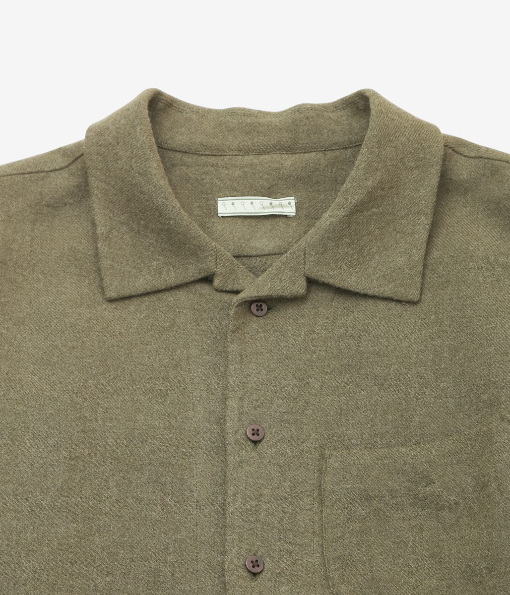 GORSCH ''BRUSHED LINEN WOOL BREATH COLLAR SHIRT'' (KHAKI)