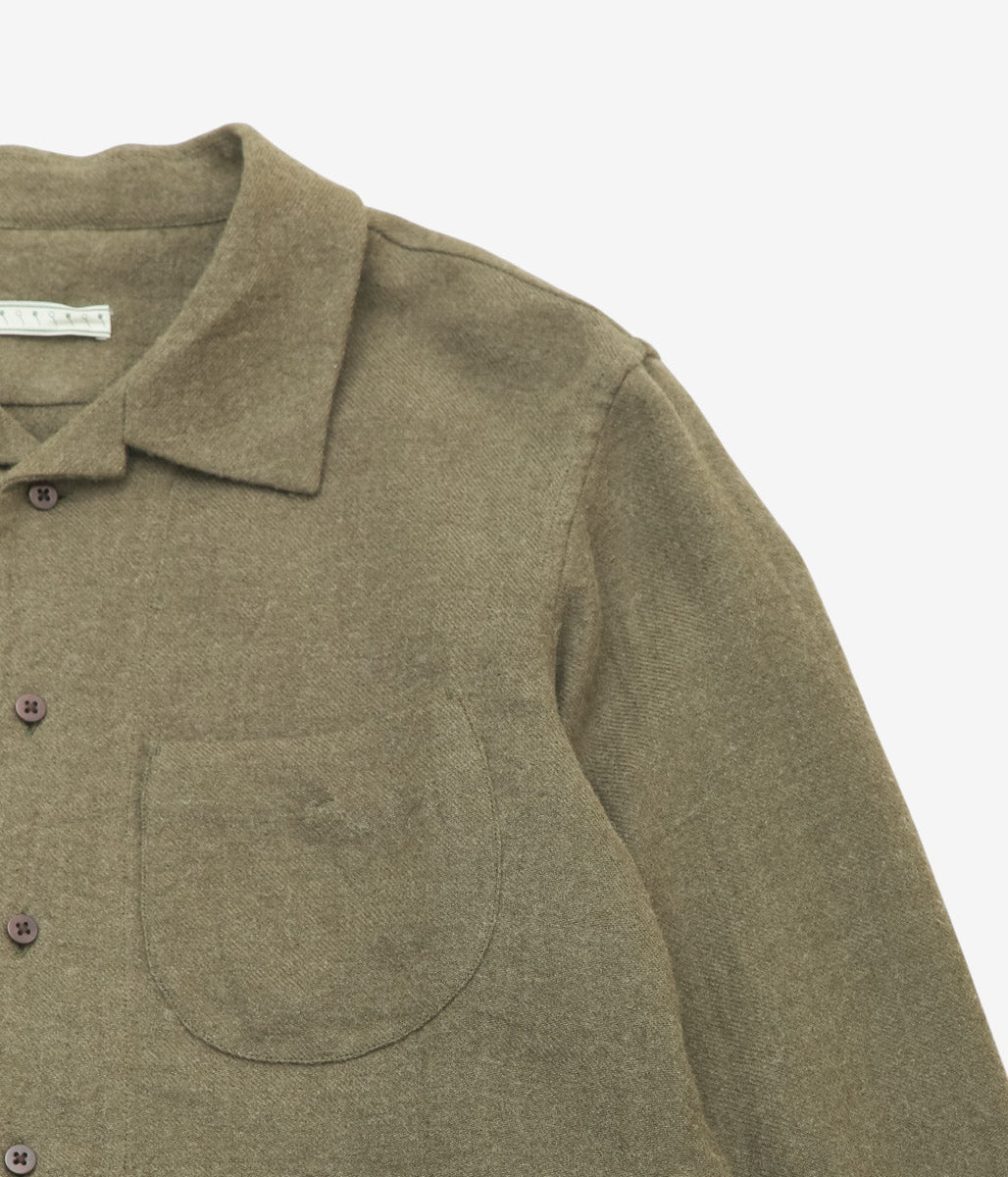 GORSCH ''BRUSHED LINEN WOOL BREATH COLLAR SHIRT'' (KHAKI)