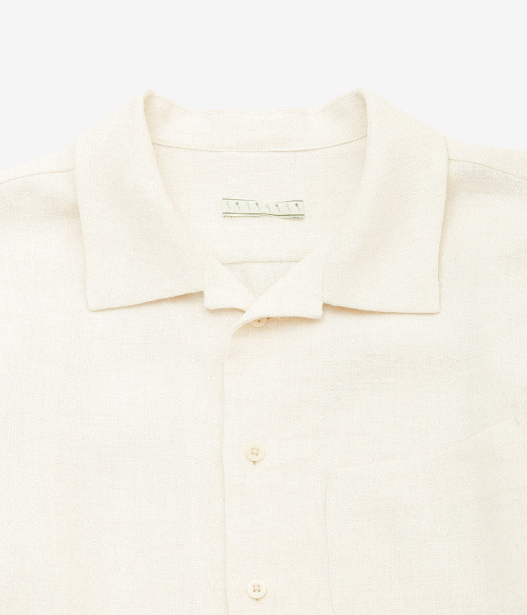 GORSCH ''BRUSHED LINEN WOOL BREATH COLLAR SHIRT'' (OFF WHITE)