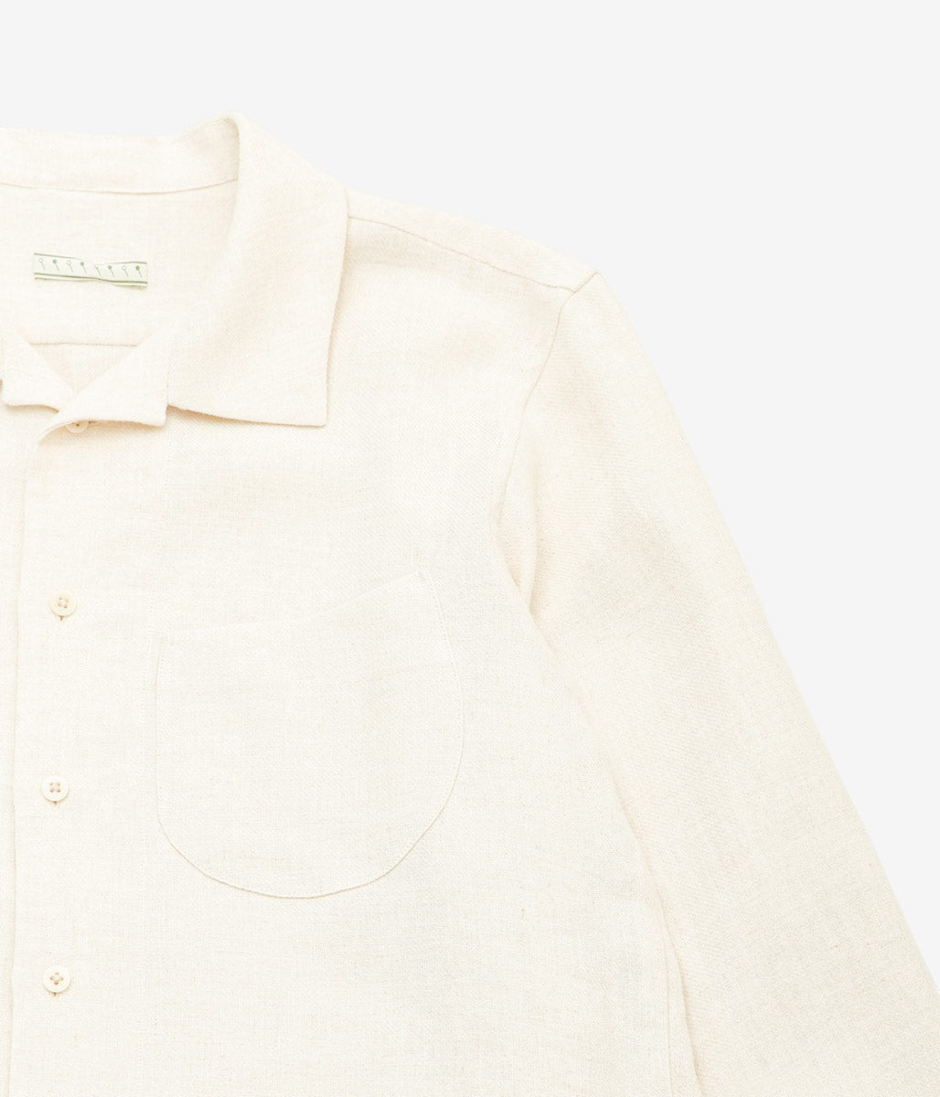 GORSCH ''BRUSHED LINEN WOOL BREATH COLLAR SHIRT'' (OFF WHITE)