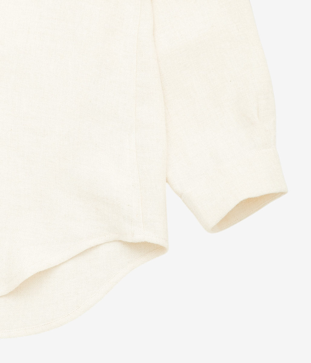 GORSCH ''BRUSHED LINEN WOOL BREATH COLLAR SHIRT'' (OFF WHITE)