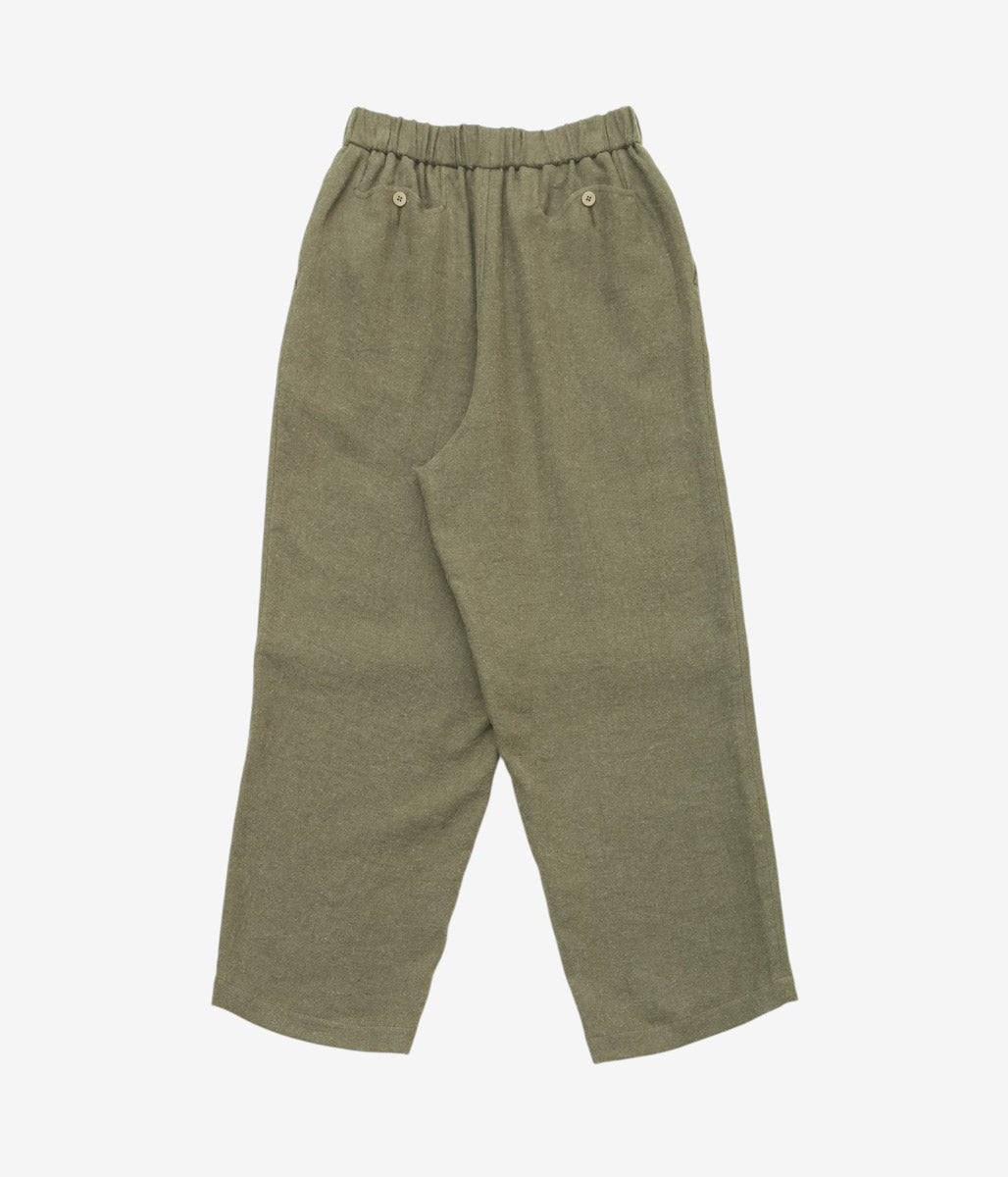 GORSCH ''BRUSHED RAMIE LINEN WOOL EASY TROUSERS'' (KHAKI)