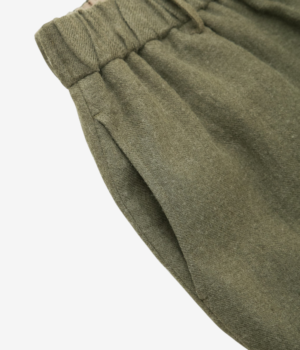 GORSCH ''BRUSHED RAMIE LINEN WOOL EASY TROUSERS'' (KHAKI)
