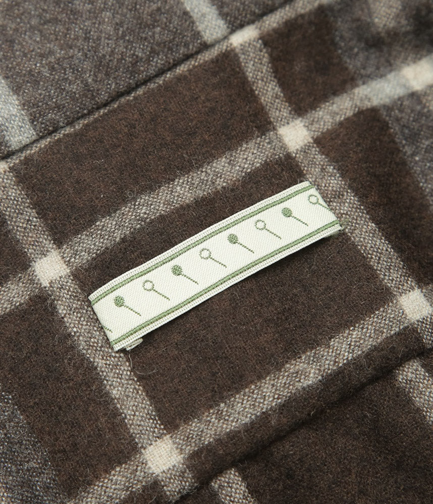 GORSCH ''CHECK FLANNNEL WOOL BREATH COLLAR SHIRT'' (BROWN)