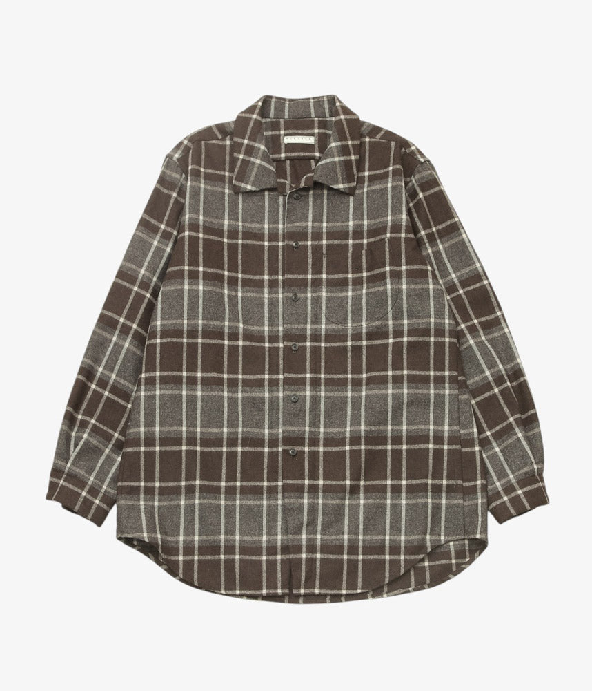 GORSCH ''CHECK FLANNNEL WOOL BREATH COLLAR SHIRT'' (BROWN)