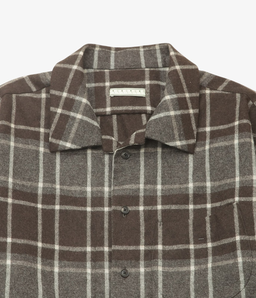 GORSCH ''CHECK FLANNNEL WOOL BREATH COLLAR SHIRT'' (BROWN)