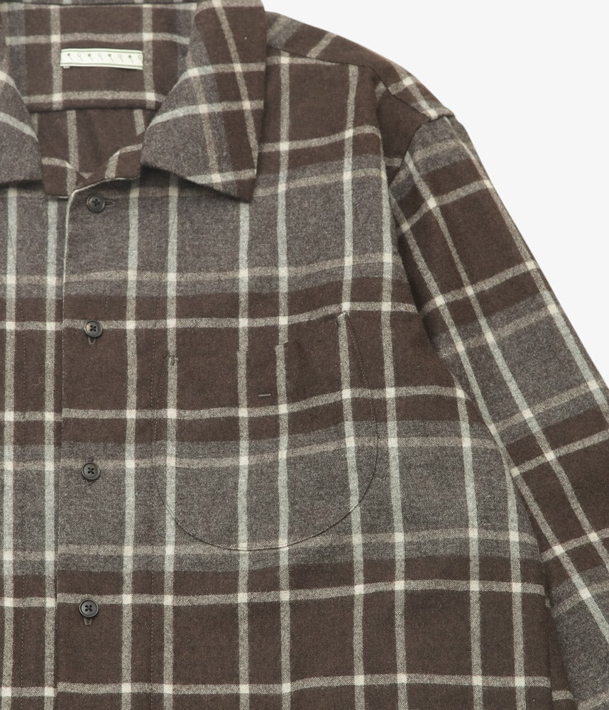 GORSCH ''CHECK FLANNNEL WOOL BREATH COLLAR SHIRT'' (BROWN)