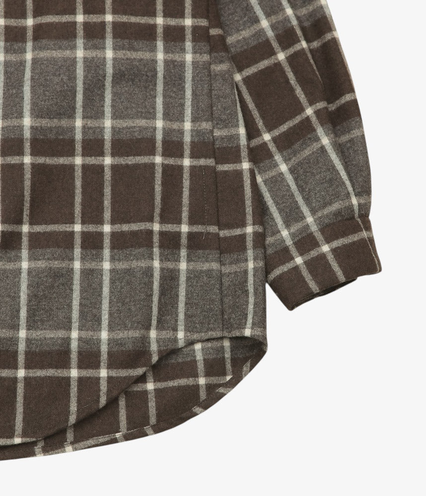GORSCH ''CHECK FLANNNEL WOOL BREATH COLLAR SHIRT'' (BROWN)