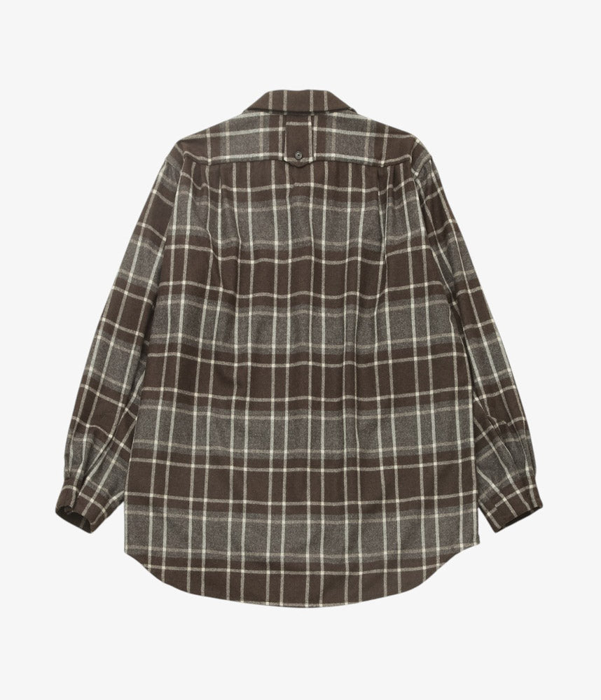 GORSCH ''CHECK FLANNNEL WOOL BREATH COLLAR SHIRT'' (BROWN)