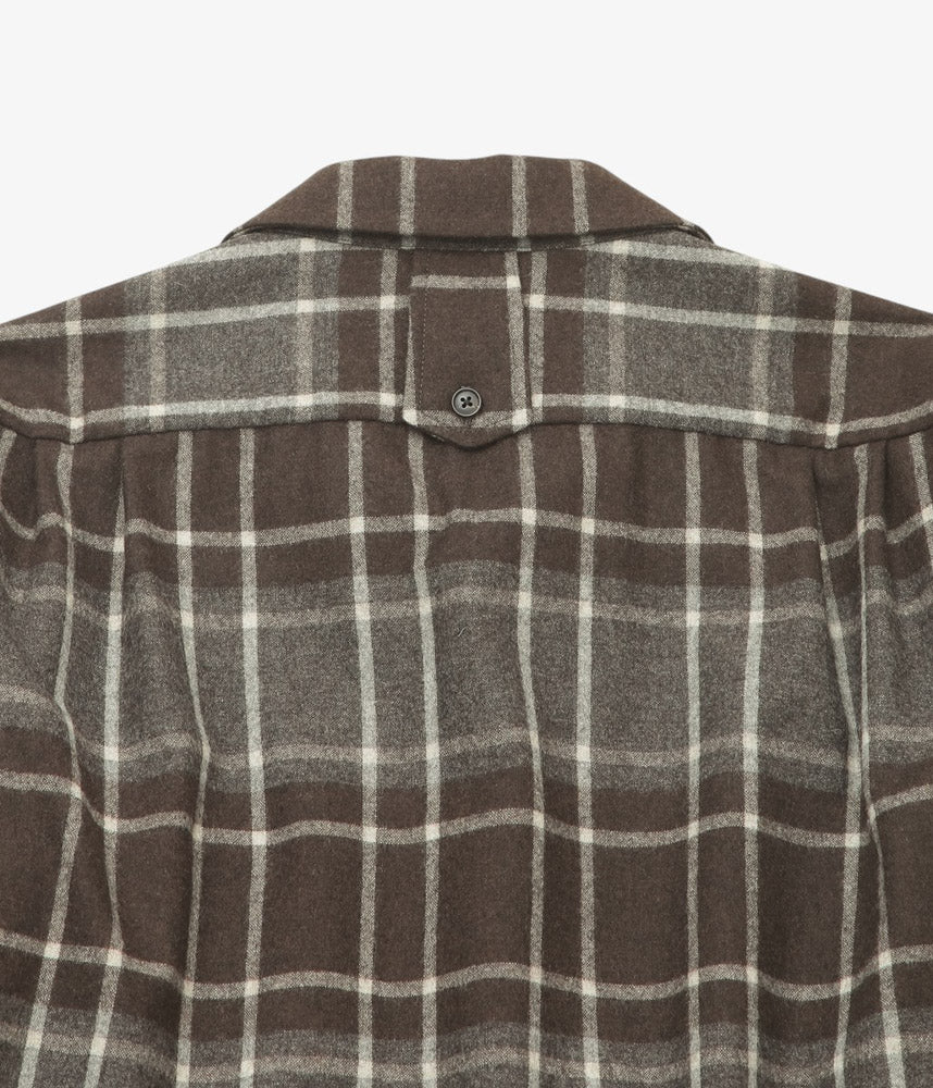 GORSCH ''CHECK FLANNNEL WOOL BREATH COLLAR SHIRT'' (BROWN)