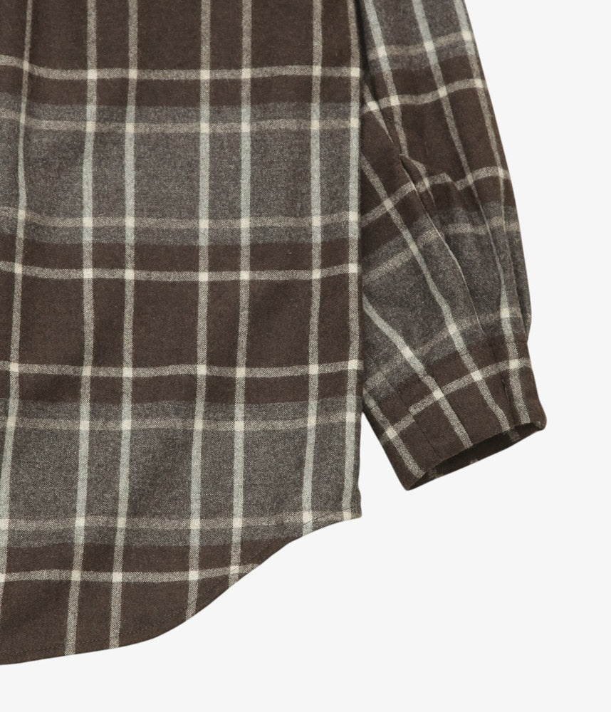 GORSCH ''CHECK FLANNNEL WOOL BREATH COLLAR SHIRT'' (BROWN)