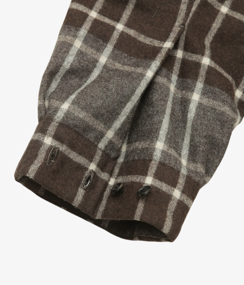 GORSCH ''CHECK FLANNNEL WOOL BREATH COLLAR SHIRT'' (BROWN)
