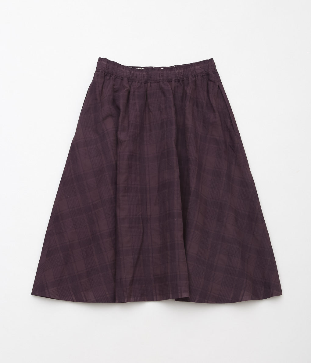 GORSCH ''COTTON LINEN CHECK SKIRT'' (BROWN)