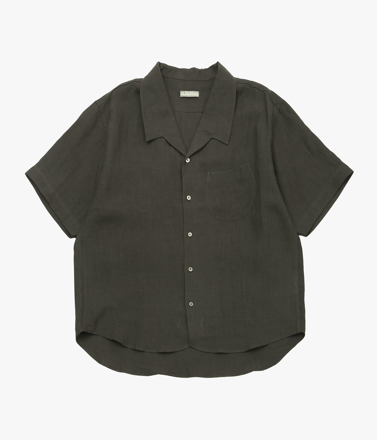 GORSCH ''EUROPIAN LINEN WIDE OPEN COLLAR SHORT SLEEVE SHIRT'' (CHARCOAL)