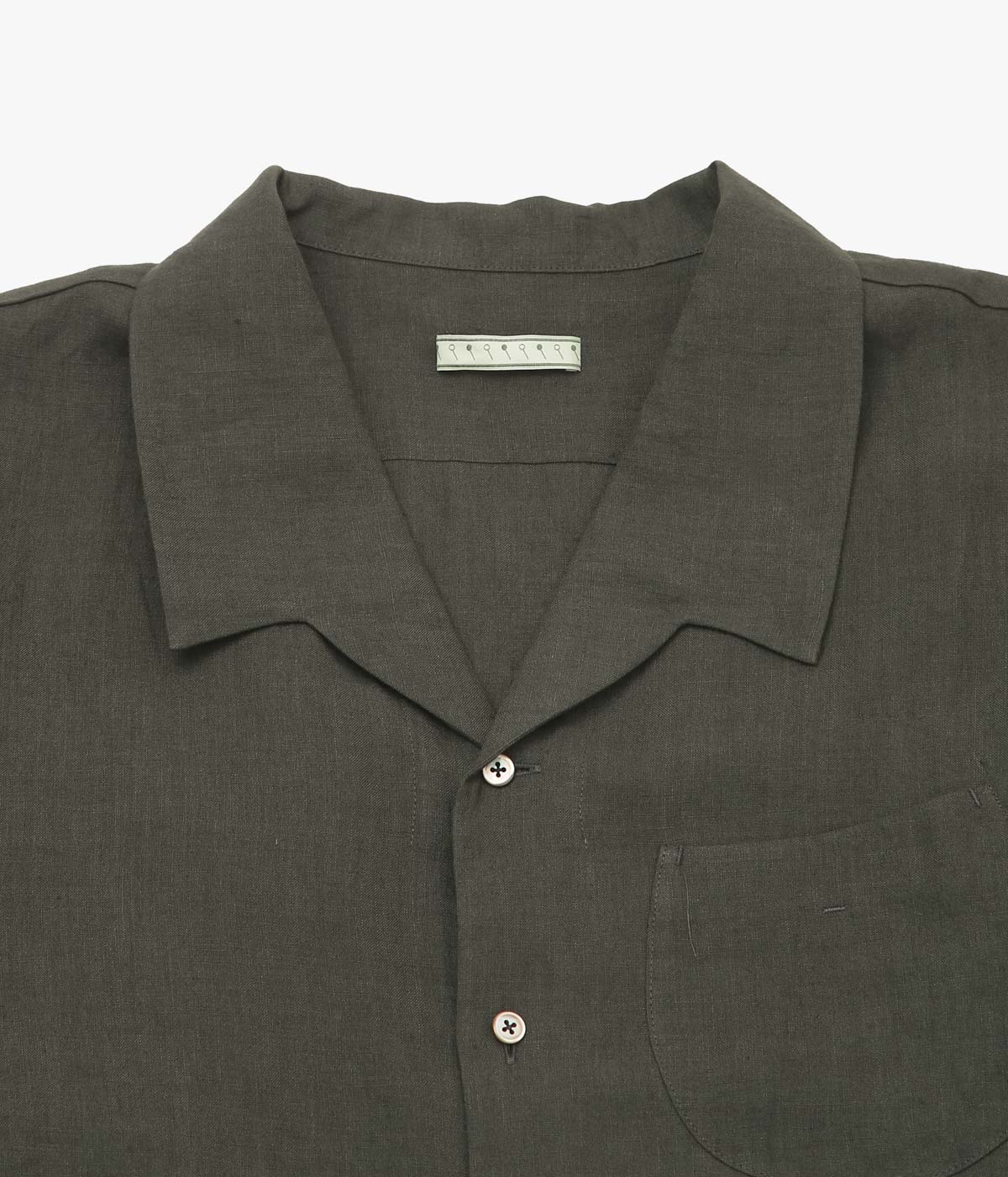 GORSCH ''EUROPIAN LINEN WIDE OPEN COLLAR SHORT SLEEVE SHIRT'' (CHARCOAL)