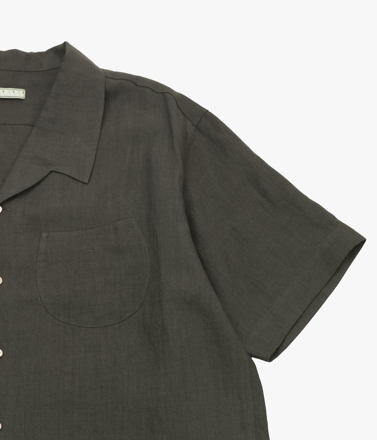 GORSCH ''EUROPIAN LINEN WIDE OPEN COLLAR SHORT SLEEVE SHIRT'' (CHARCOAL)