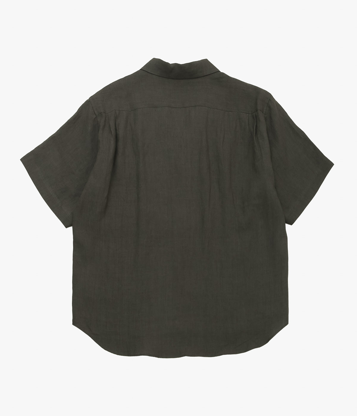 GORSCH ''EUROPIAN LINEN WIDE OPEN COLLAR SHORT SLEEVE SHIRT'' (CHARCOAL)