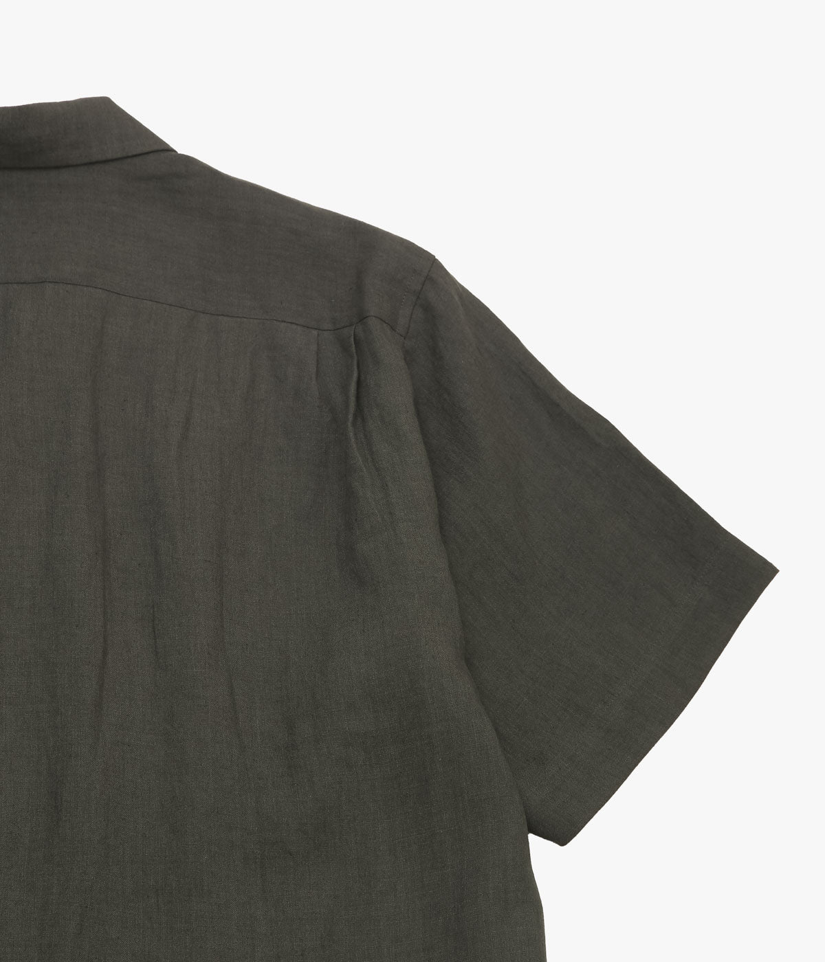 GORSCH ''EUROPIAN LINEN WIDE OPEN COLLAR SHORT SLEEVE SHIRT'' (CHARCOAL)