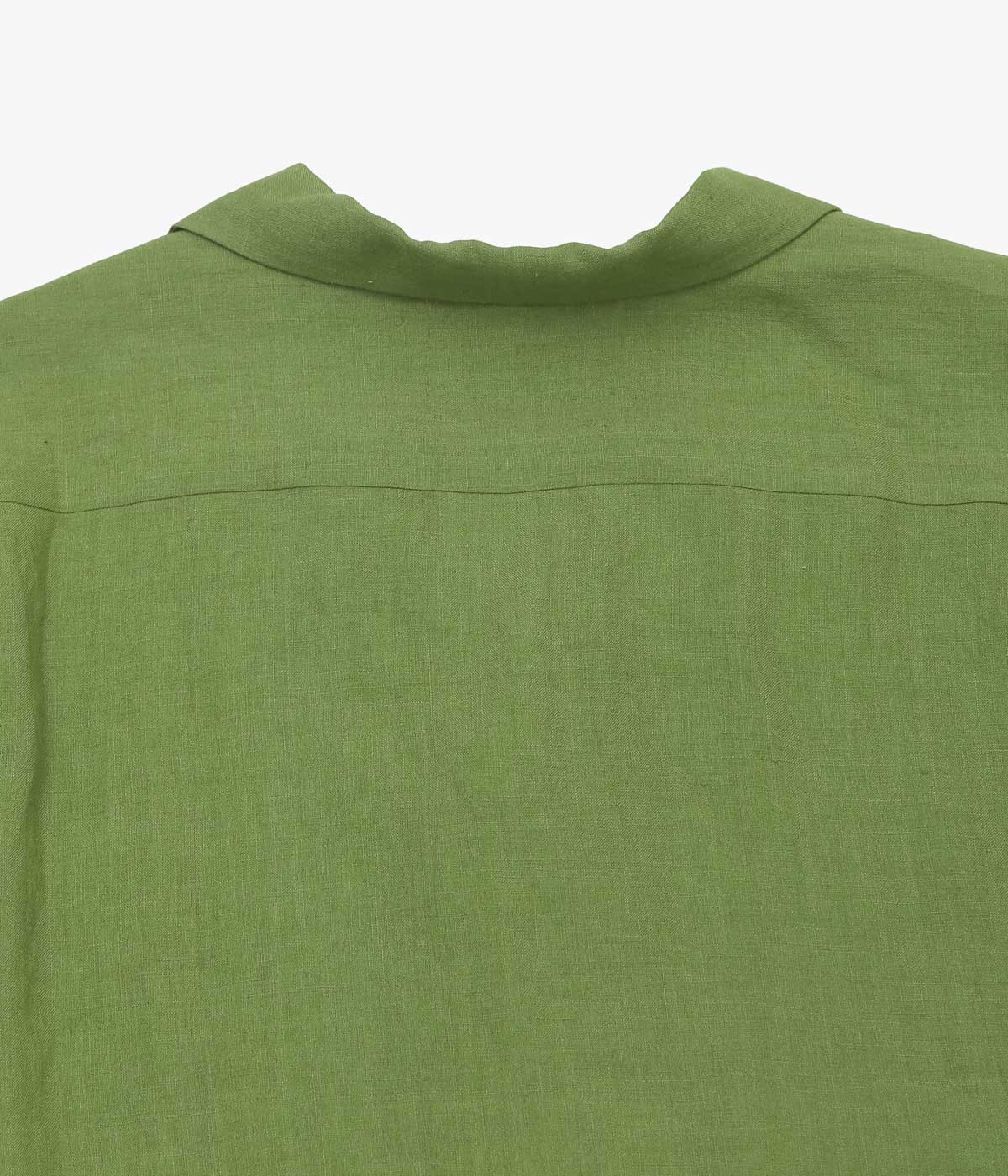 GORSCH ''EUROPIAN LINEN WIDE OPEN COLLAR SHORT SLEEVE SHIRT'' (OLIVE GREEN)
