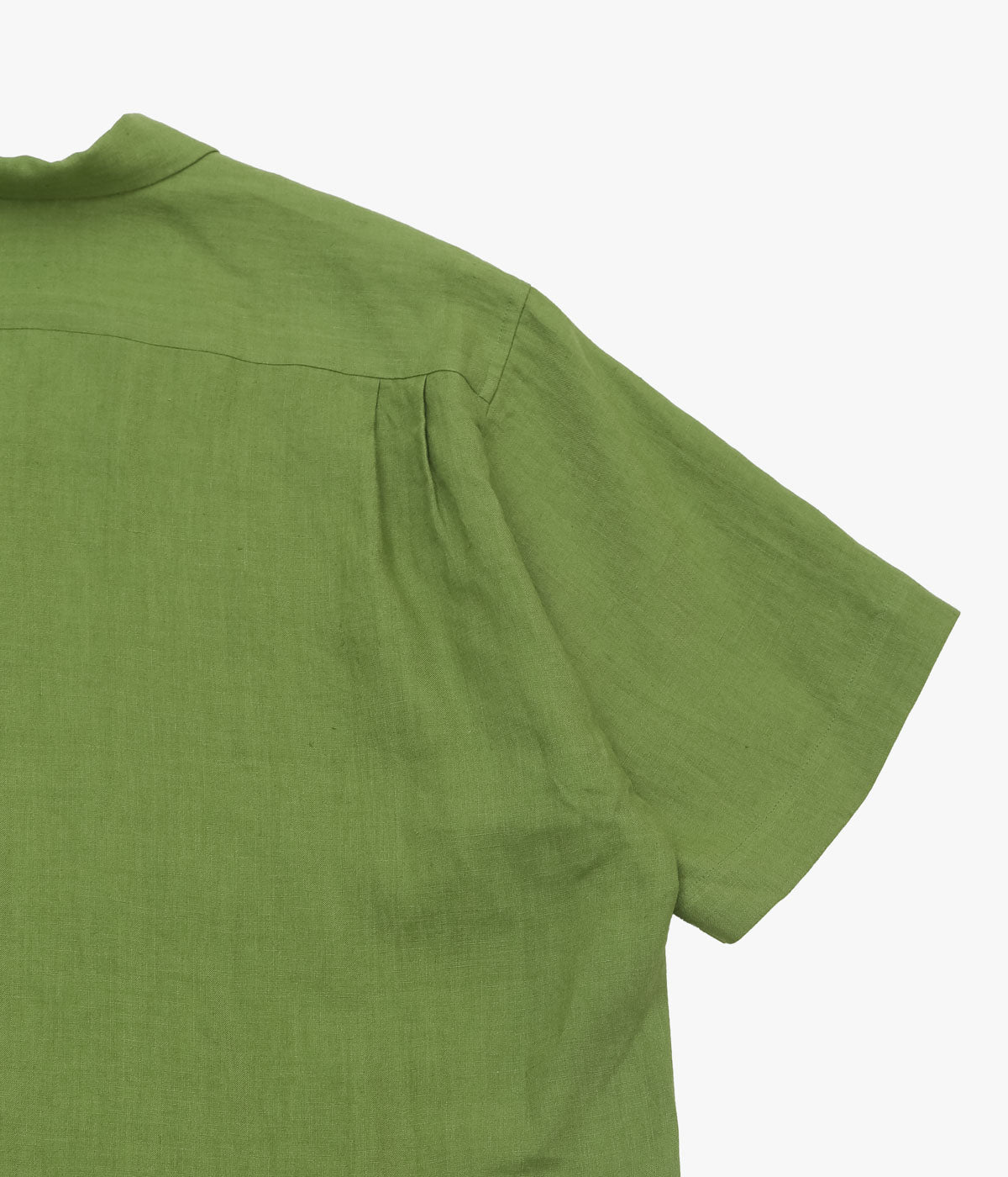 GORSCH ''EUROPIAN LINEN WIDE OPEN COLLAR SHORT SLEEVE SHIRT'' (OLIVE GREEN)
