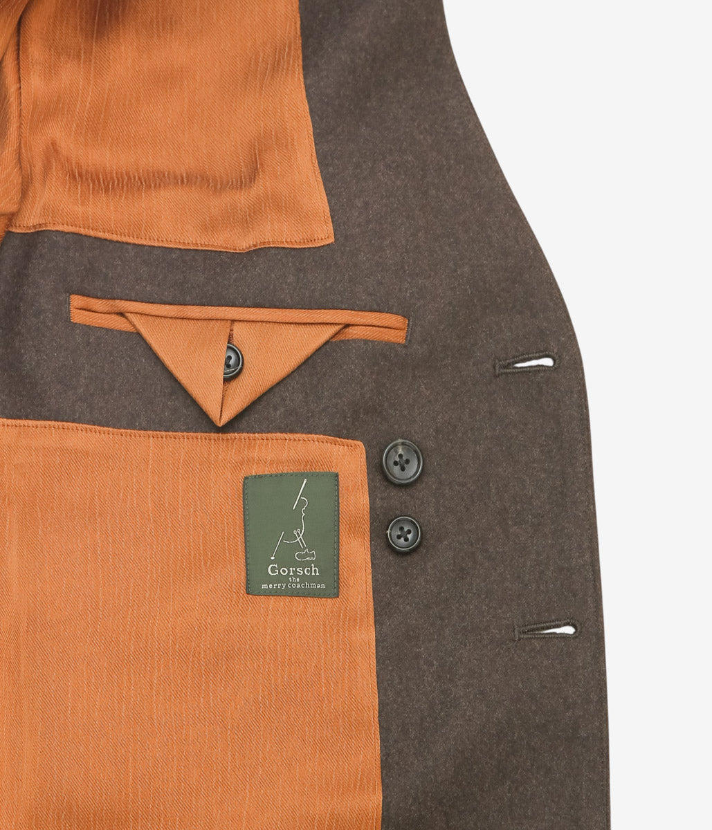 GORSCH ''FLANNEL WOOL NO COLLAR JACKET'' (BROWN)