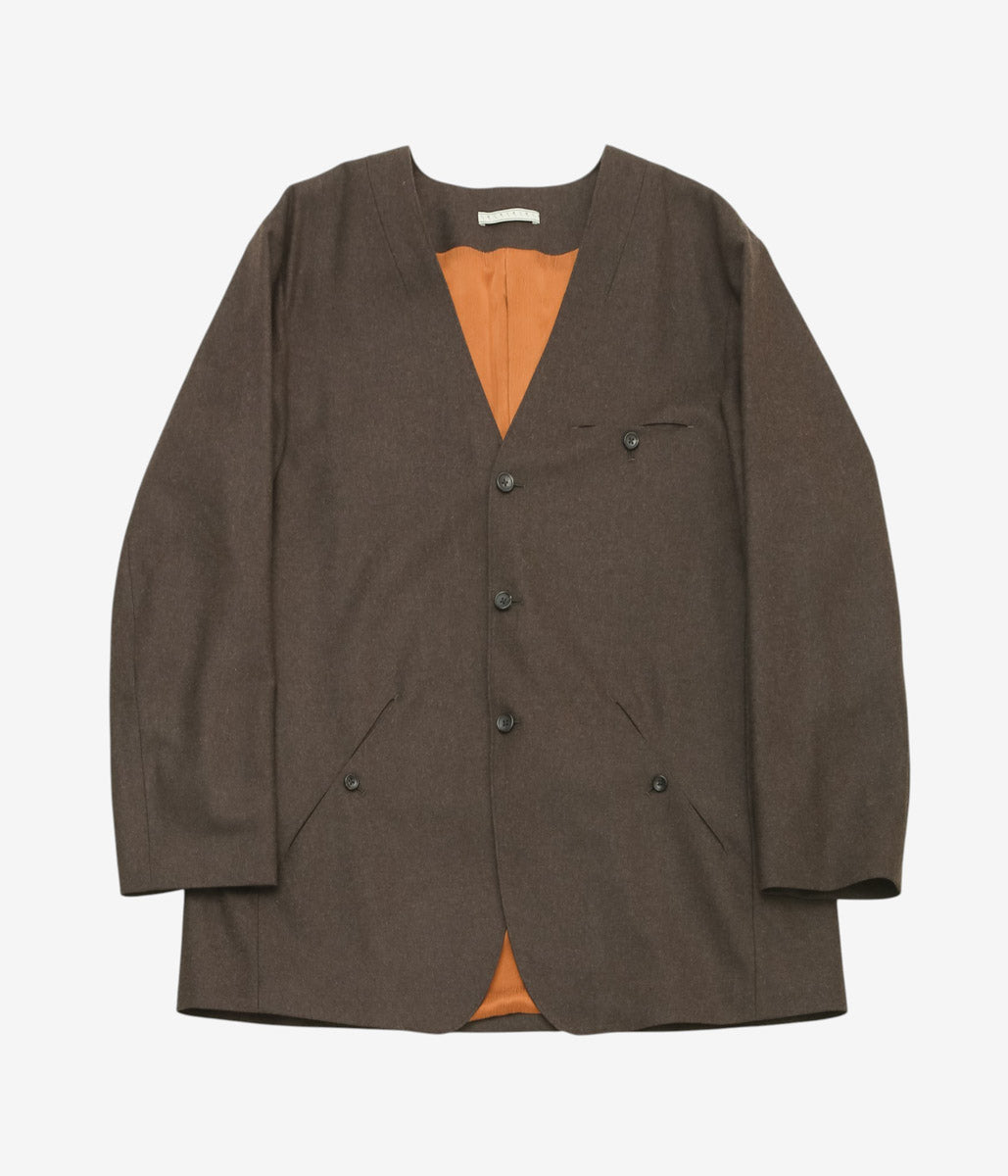 GORSCH ''FLANNEL WOOL NO COLLAR JACKET'' (BROWN)
