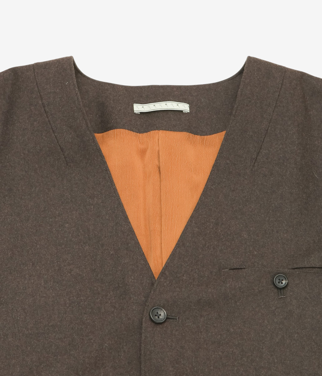 GORSCH ''FLANNEL WOOL NO COLLAR JACKET'' (BROWN)