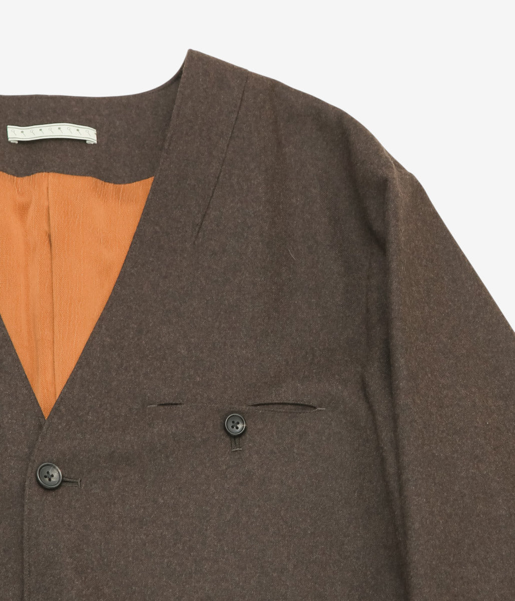 GORSCH ''FLANNEL WOOL NO COLLAR JACKET'' (BROWN)