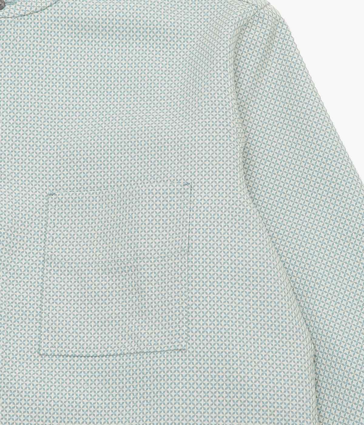 GORSCH ''FLOWER CROSS OMOIDE POKET STAND COLLAR WOOL SHIRT'' (TURQUOISE)