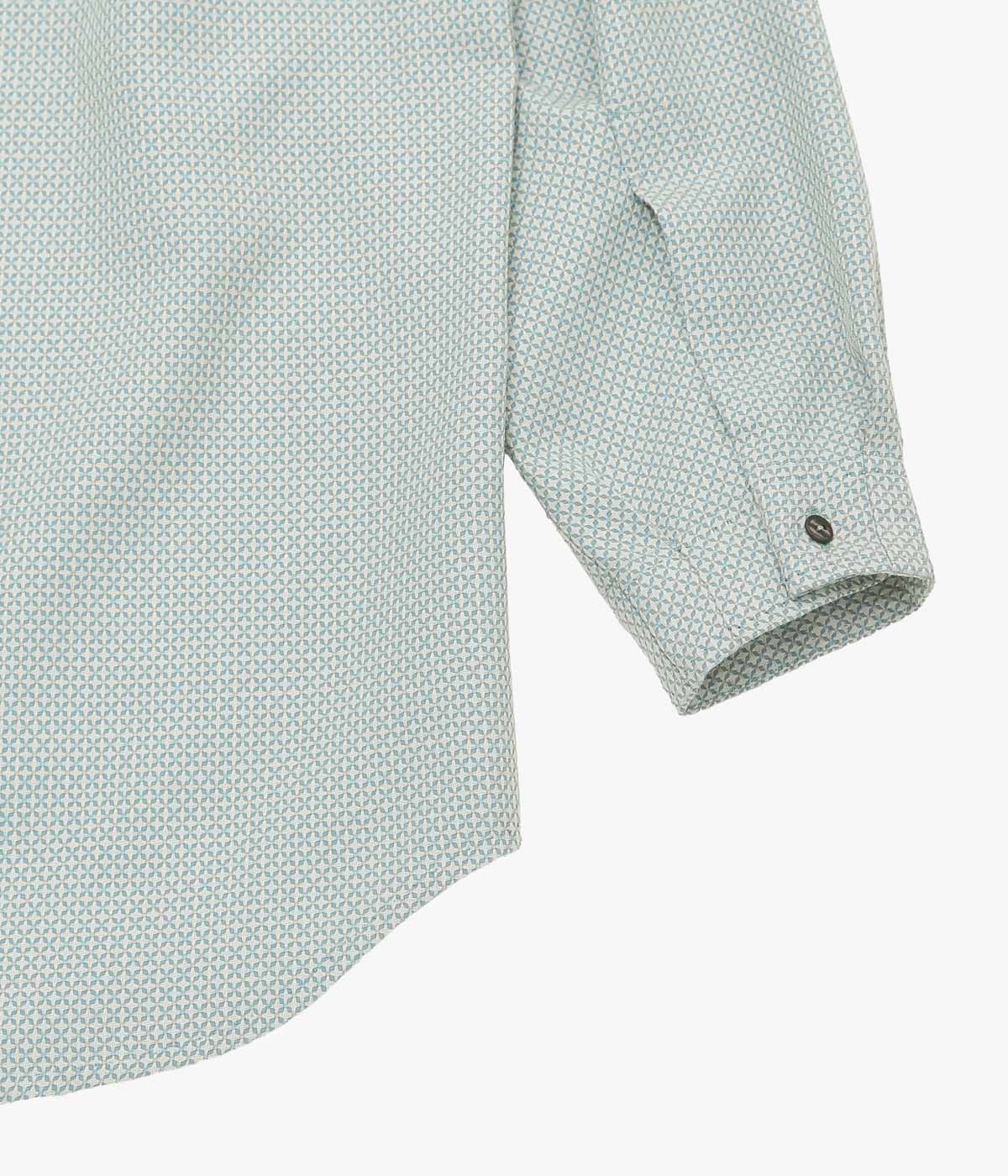 GORSCH ''FLOWER CROSS OMOIDE POKET STAND COLLAR WOOL SHIRT'' (TURQUOISE)