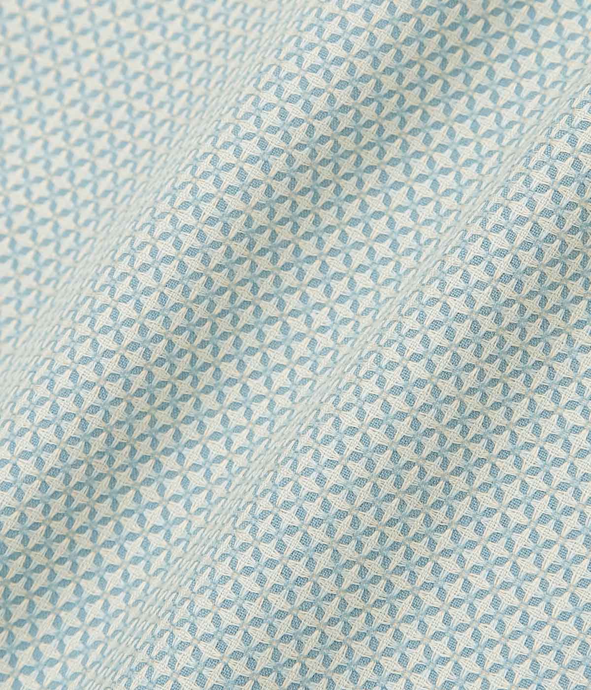 GORSCH ''FLOWER CROSS OMOIDE POKET STAND COLLAR WOOL SHIRT'' (TURQUOISE)