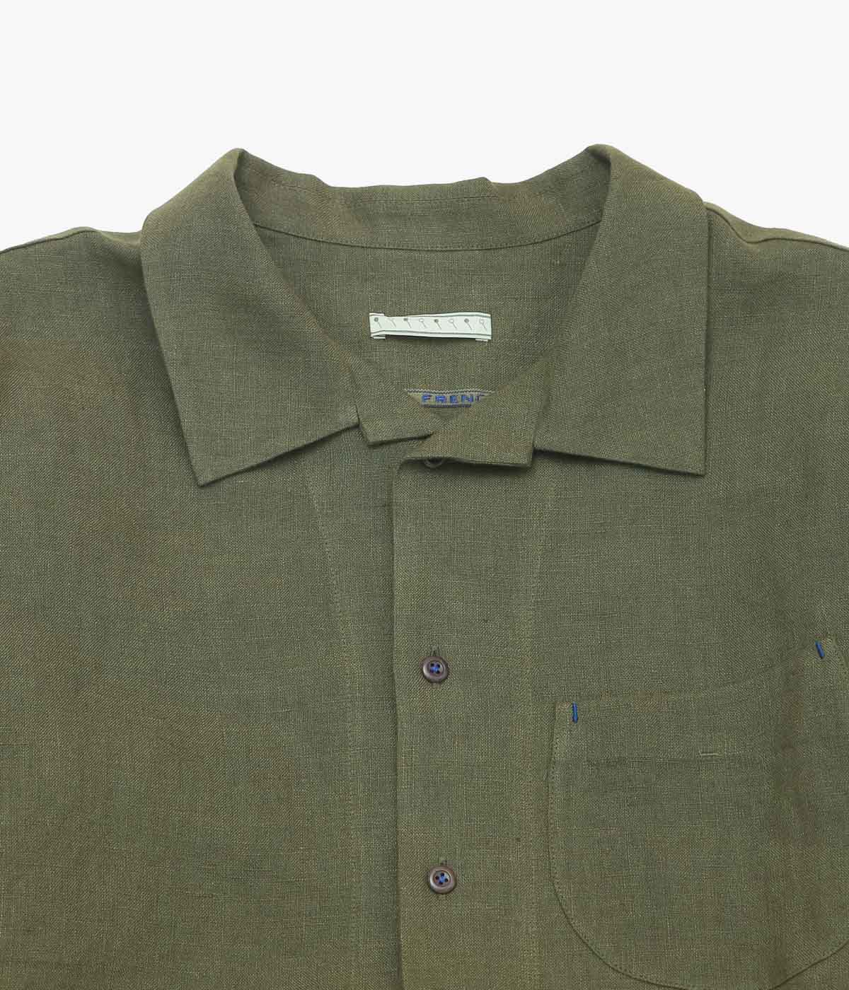 GORSCH ''FRENCH LINEN BREATH COLLAR SHIRT'' (KHAKI GREEN)
