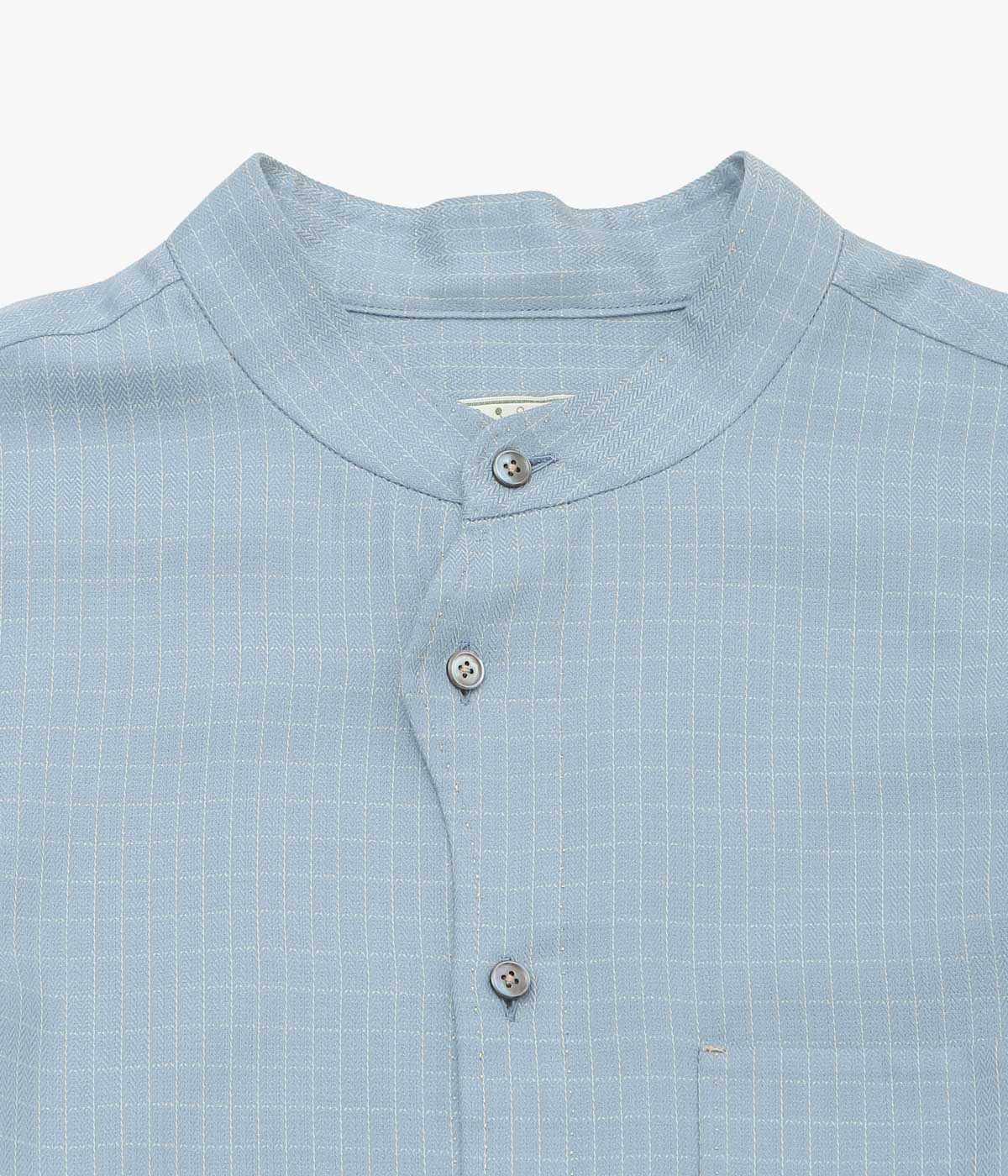 GORSCH ''OMOIDE POKET STAND COLLAR COTTON SHIRT'' (BLUE CHECK