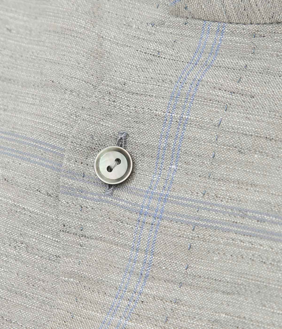 GORSCH ''OMOIDE POKET STAND COLLAR WOOL LINEN SHIRT'' (GREY/BLUE CHECK)