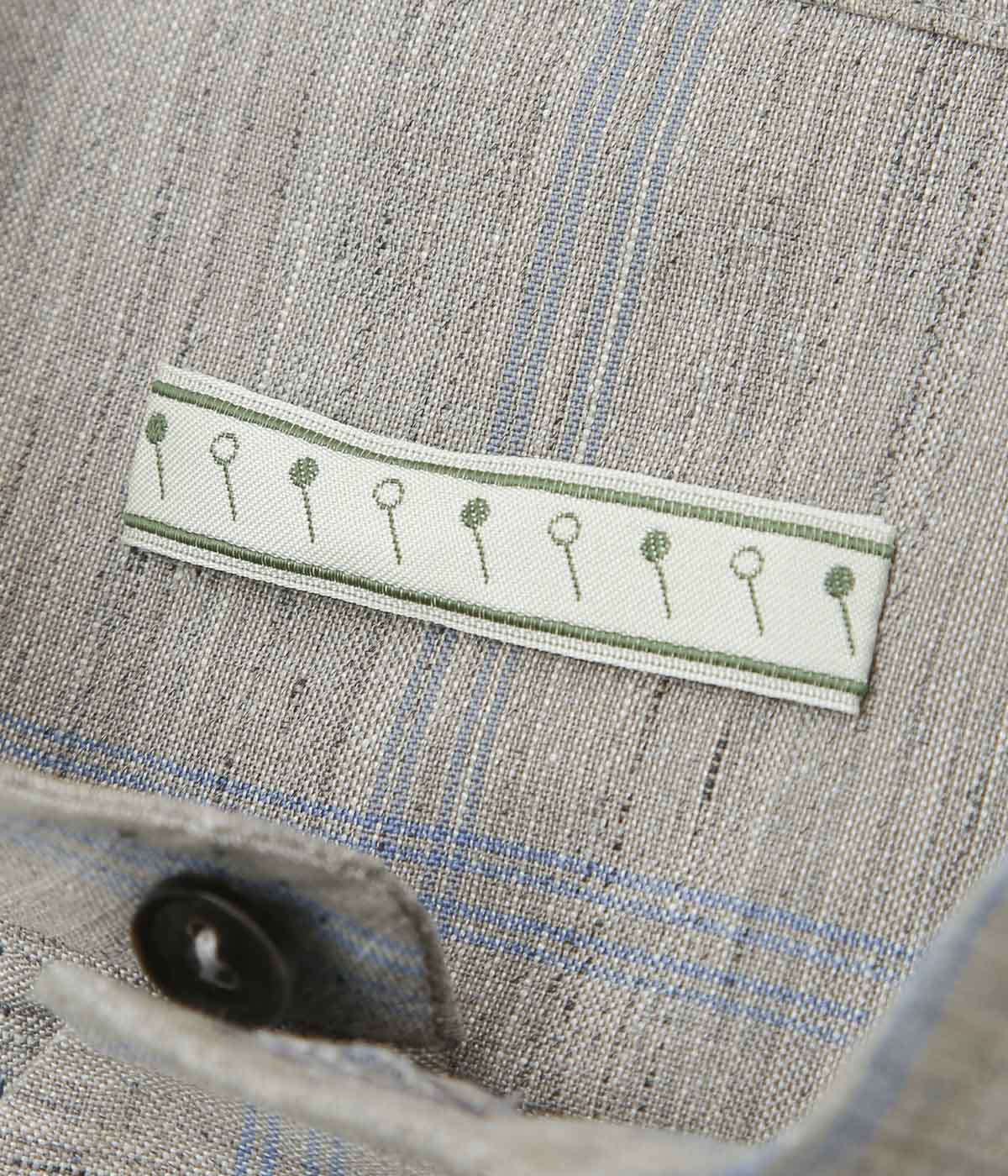 GORSCH ''OMOIDE POKET STAND COLLAR WOOL LINEN SHIRT'' (GREY/BLUE CHECK)