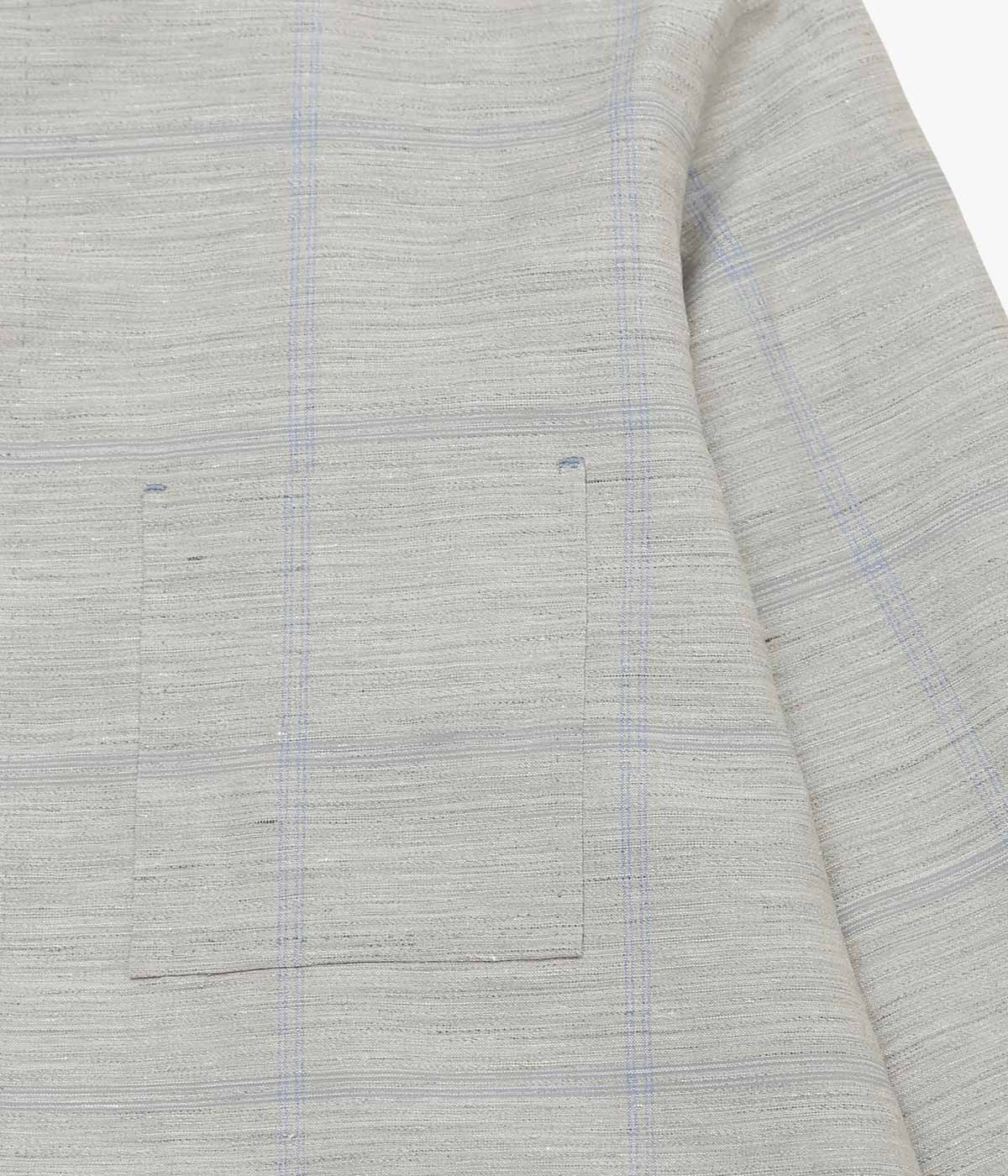 GORSCH ''OMOIDE POKET STAND COLLAR WOOL LINEN SHIRT'' (GREY/BLUE CHECK)