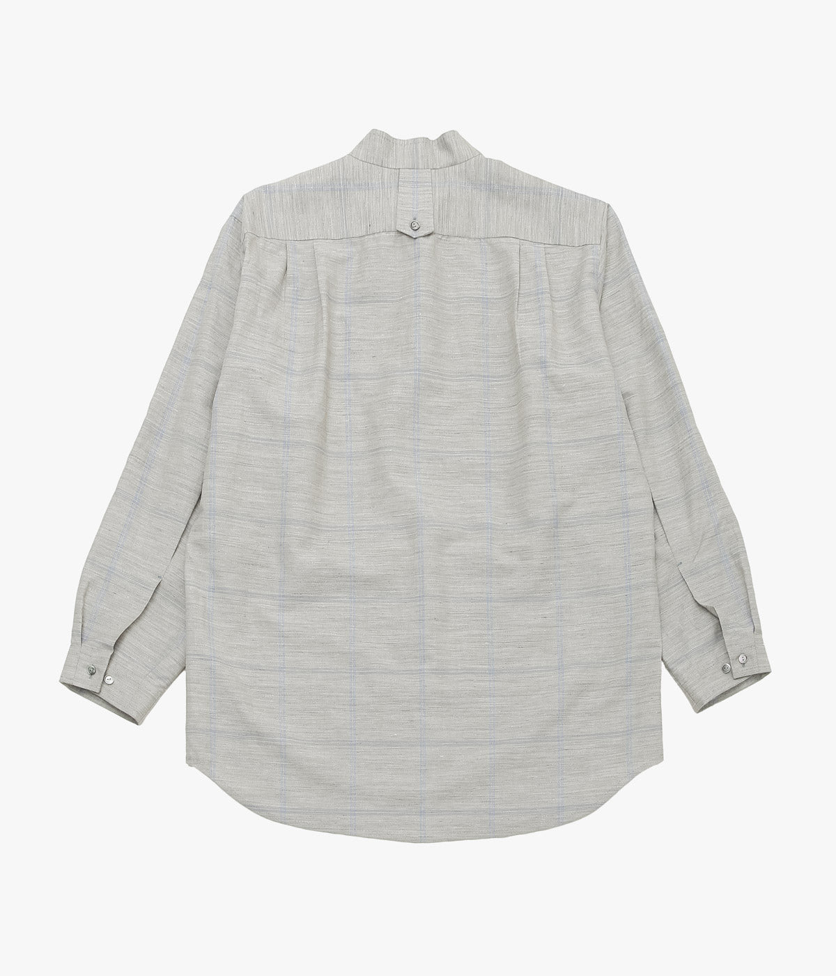 GORSCH ''OMOIDE POKET STAND COLLAR WOOL LINEN SHIRT'' (GREY/BLUE CHECK)